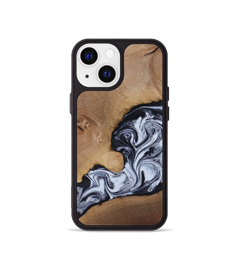 iPhone 13 mini Wood Phone Case - Zana (Black & White, 818480)