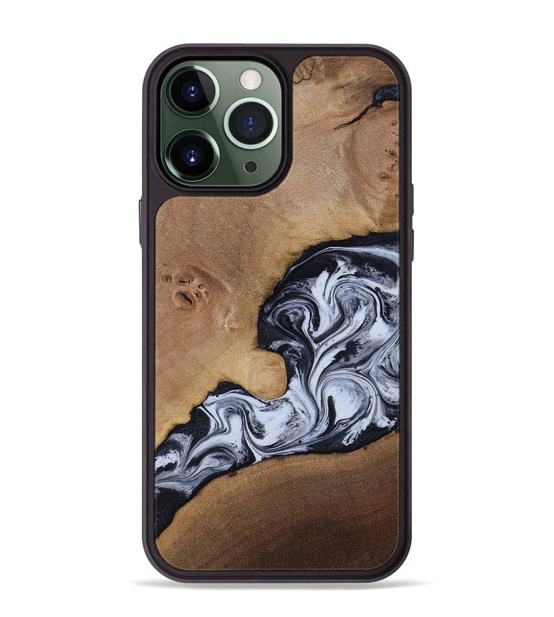 iPhone 13 Pro Max Wood Phone Case - Zana (Black & White, 818480)