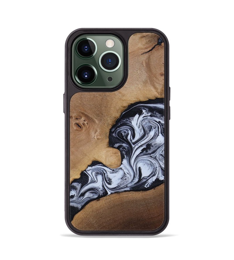 iPhone 13 Pro Wood Phone Case - Zana (Black & White, 818480)