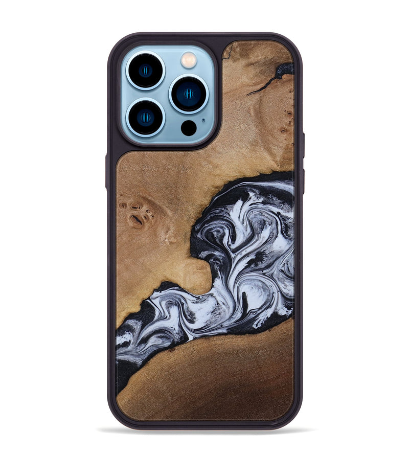 iPhone 14 Pro Max Wood Phone Case - Zana (Black & White, 818480)
