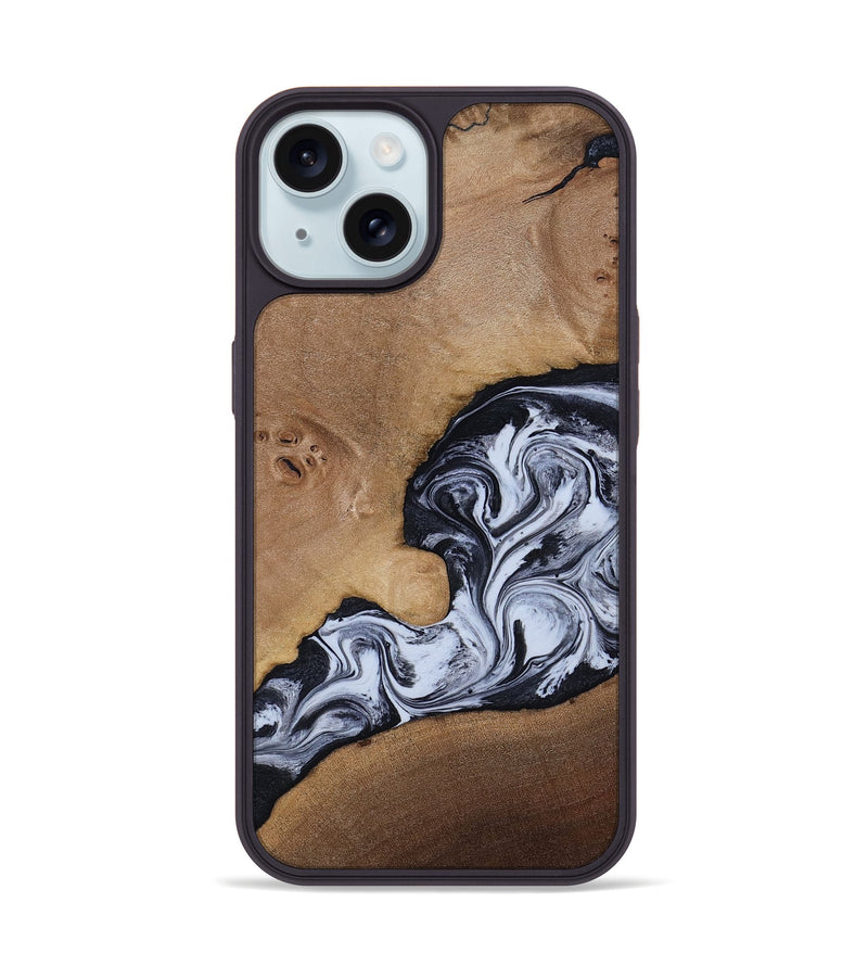 iPhone 15 Wood Phone Case - Zana (Black & White, 818480)