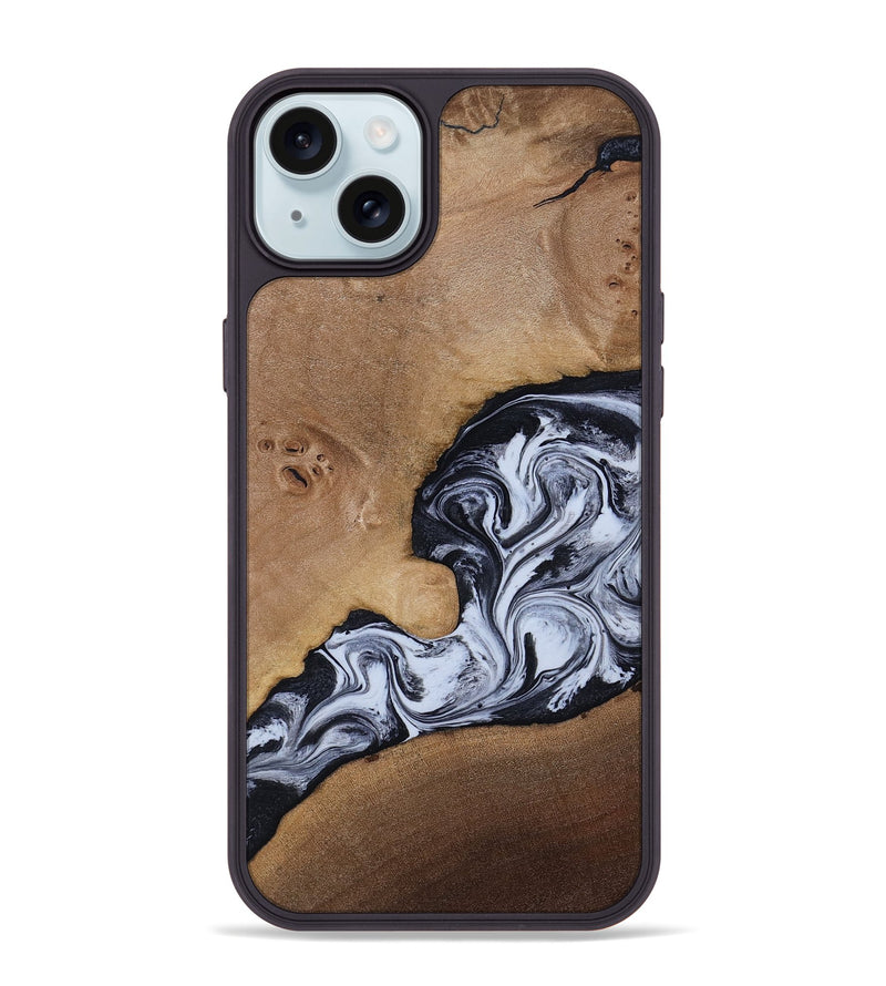 iPhone 15 Plus Wood Phone Case - Zana (Black & White, 818480)