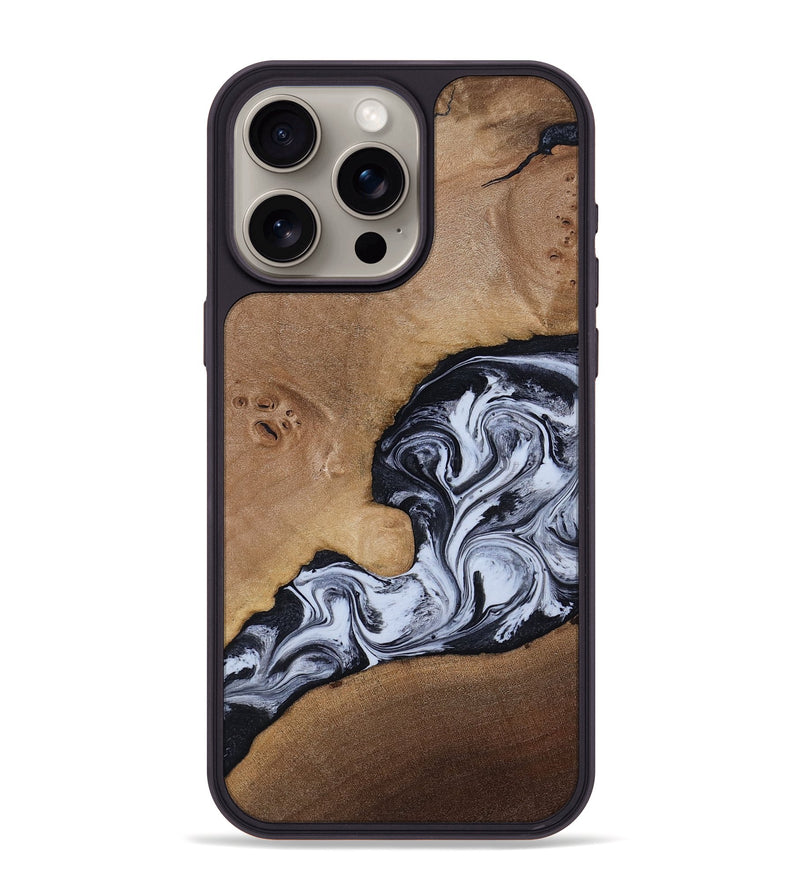 iPhone 15 Pro Max Wood Phone Case - Zana (Black & White, 818480)