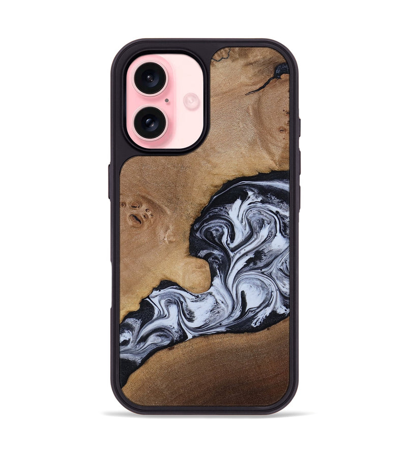 iPhone 16 Wood Phone Case - Zana (Black & White, 818480)