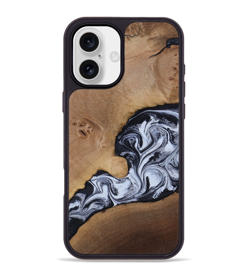 iPhone 16 Plus Wood Phone Case - Zana (Black & White, 818480)