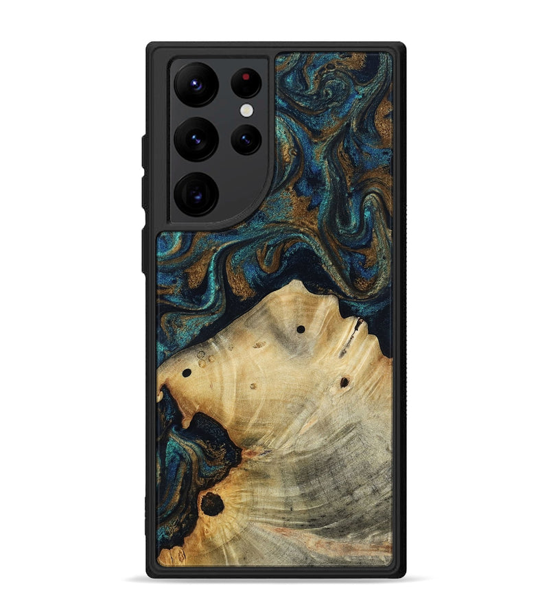 Galaxy S22 Ultra Wood Phone Case - Morris (Teal & Gold, 818482)