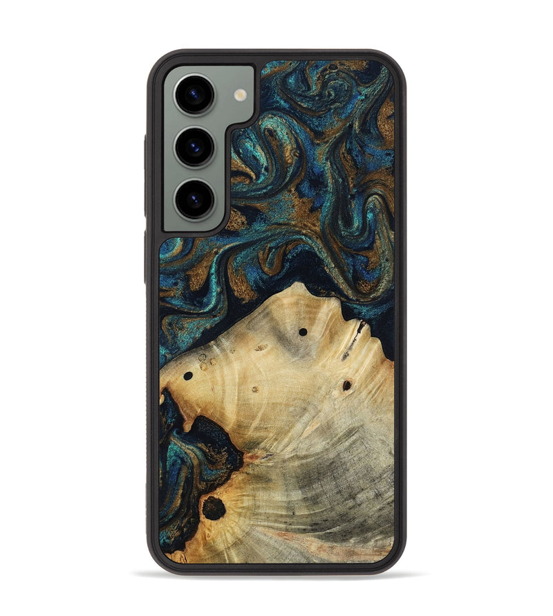 Galaxy S23 Plus Wood Phone Case - Morris (Teal & Gold, 818482)