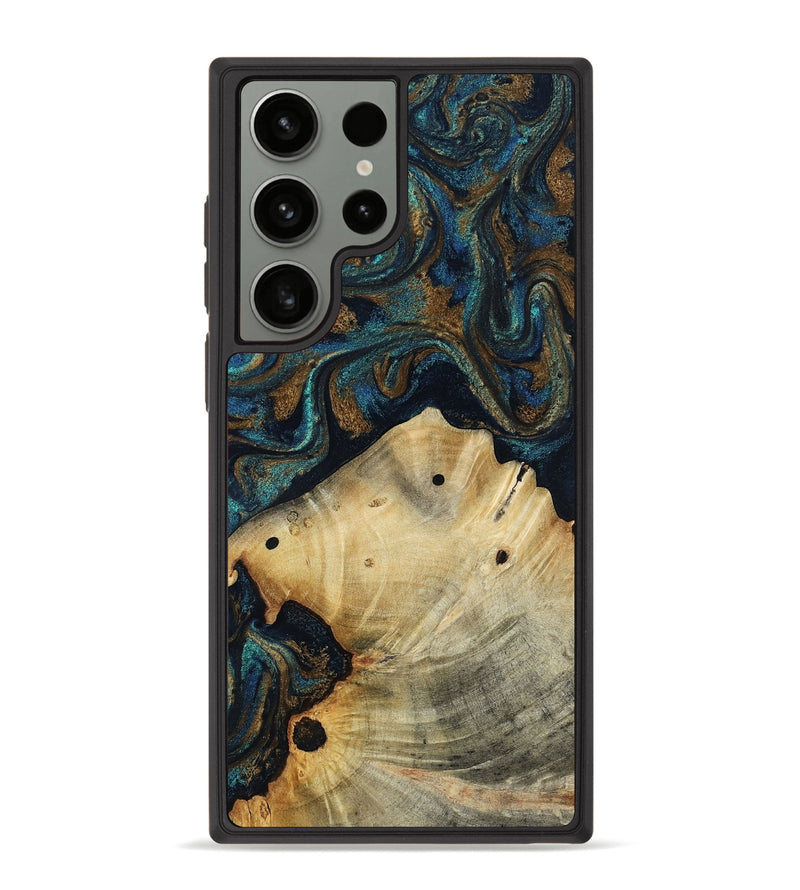 Galaxy S23 Ultra Wood Phone Case - Morris (Teal & Gold, 818482)