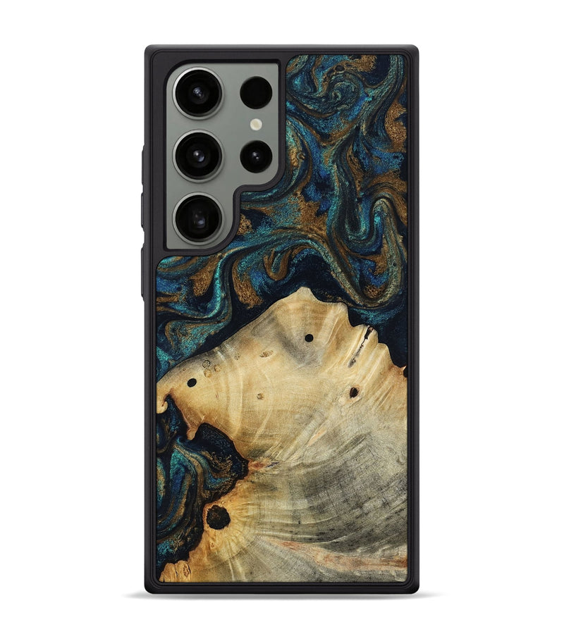 Galaxy S24 Ultra Wood Phone Case - Morris (Teal & Gold, 818482)