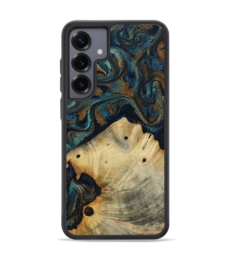 Galaxy S25 Plus Wood Phone Case - Morris (Teal & Gold, 818482)