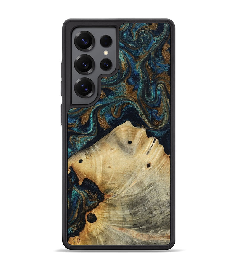 Galaxy S25 Ultra Wood Phone Case - Morris (Teal & Gold, 818482)