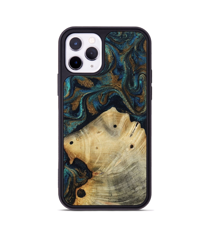 iPhone 11 Pro Wood Phone Case - Morris (Teal & Gold, 818482)