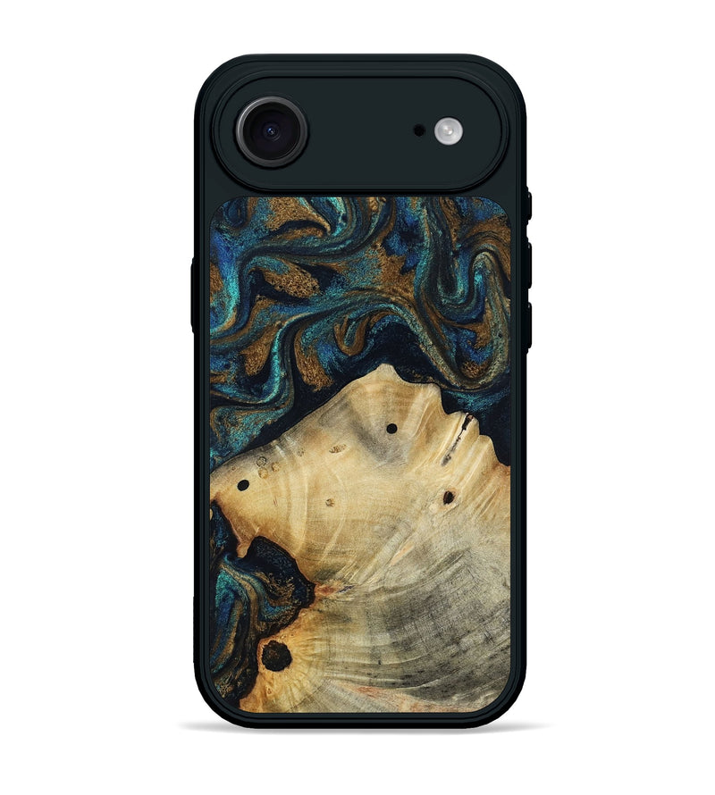 iPhone 17 Air Wood Phone Case - Morris (Teal & Gold, 818482)