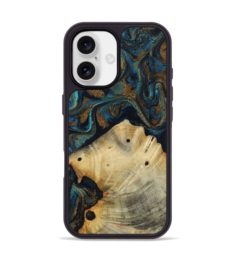 iPhone 17 Wood Phone Case - Morris (Teal & Gold, 818482)