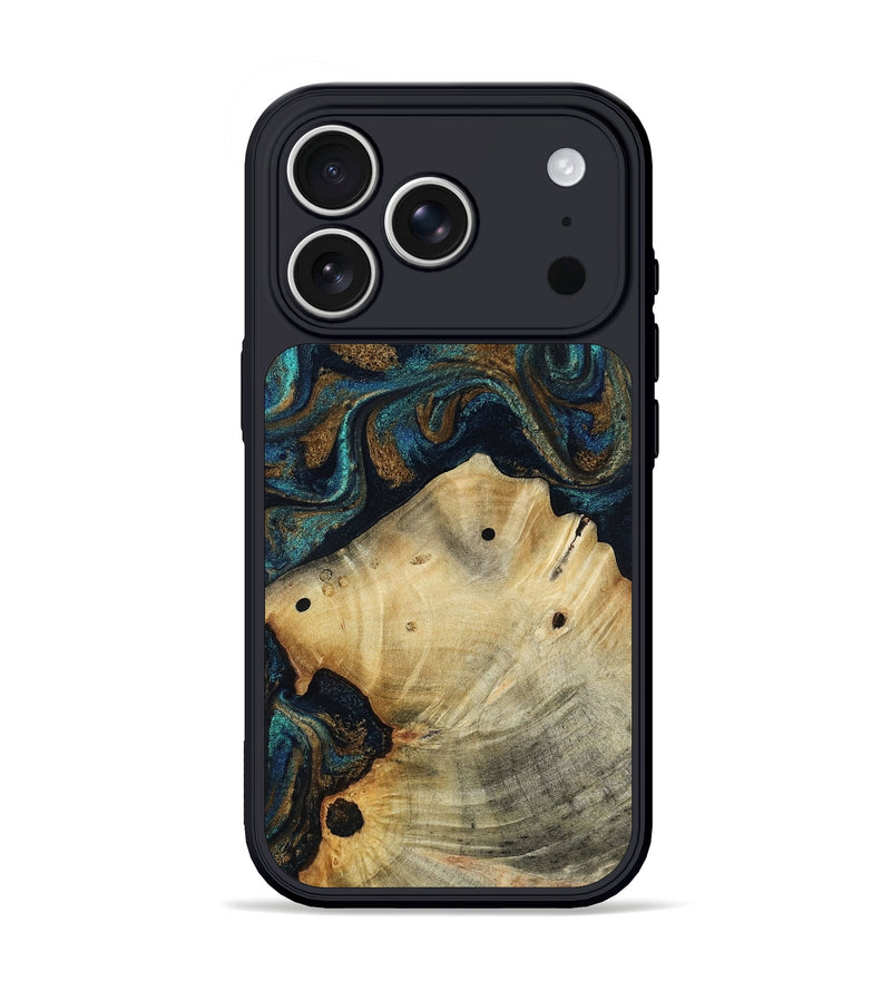 iPhone 17 Pro Wood Phone Case - Morris (Teal & Gold, 818482)