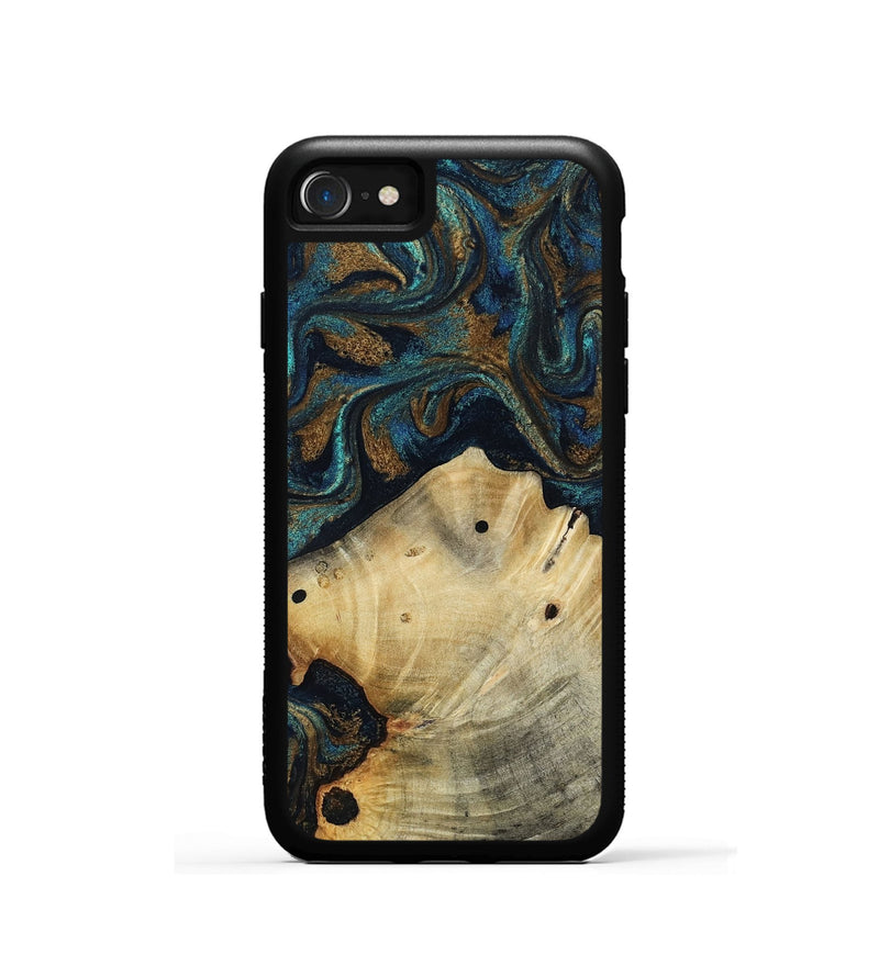 iPhone SE Wood Phone Case - Morris (Teal & Gold, 818482)