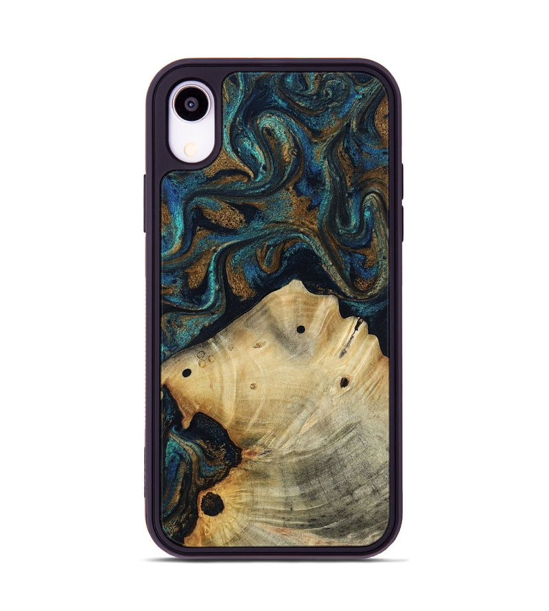 iPhone Xr Wood Phone Case - Morris (Teal & Gold, 818482)