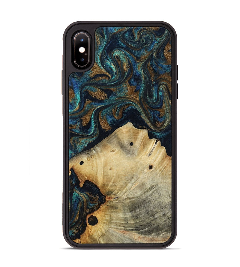 iPhone Xs Max Wood Phone Case - Morris (Teal & Gold, 818482)