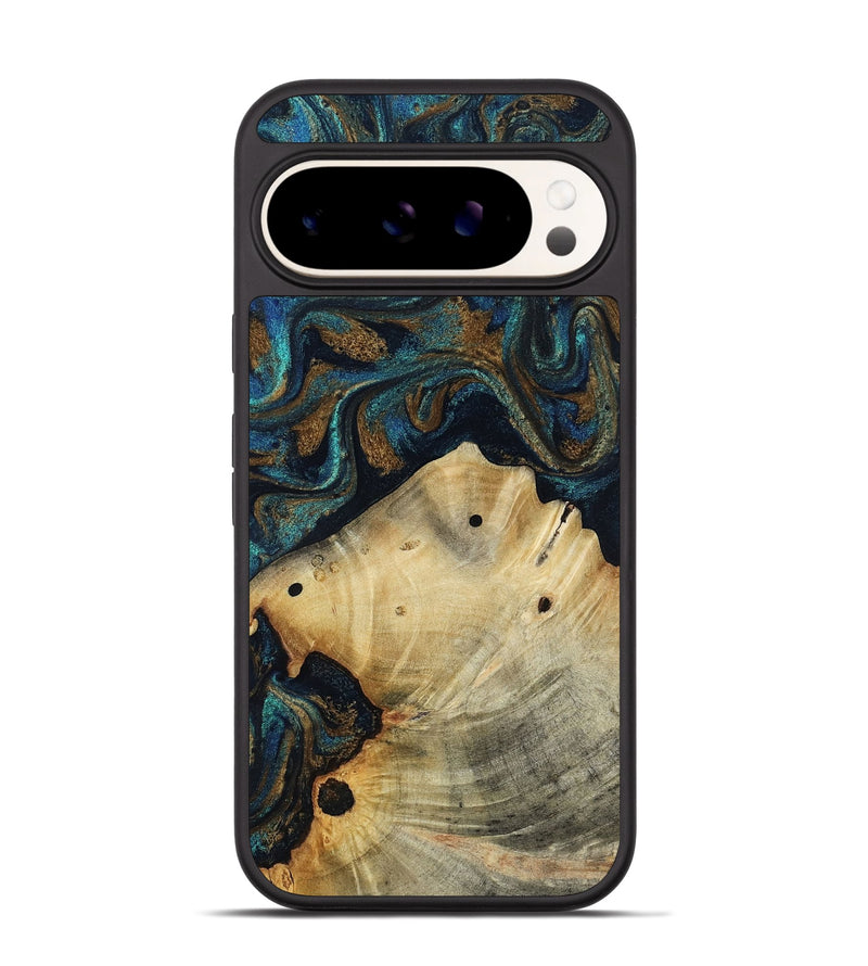 Pixel 9 Wood Phone Case - Morris (Teal & Gold, 818482)