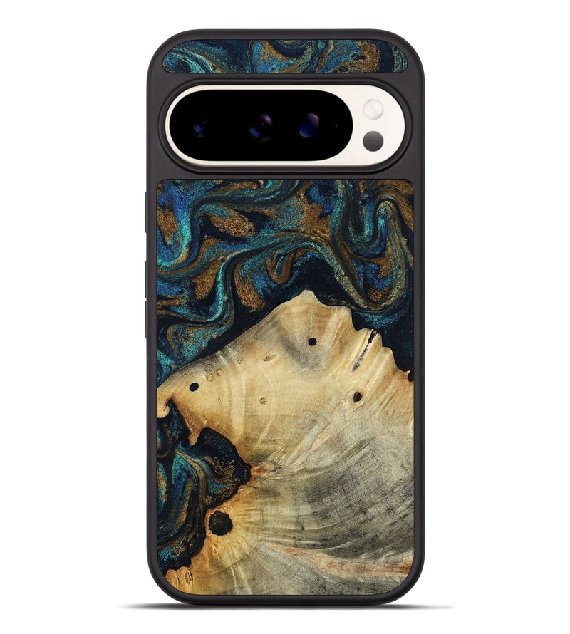 Pixel 9 Pro XL Wood Phone Case - Morris (Teal & Gold, 818482)