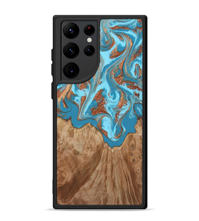 Galaxy S22 Ultra Wood Phone Case - Dora (Teal & Gold, 818483)
