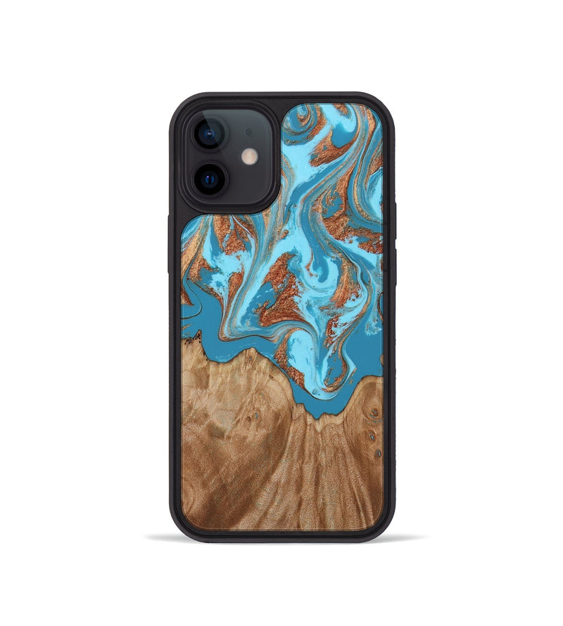 iPhone 12 mini Wood Phone Case - Dora (Teal & Gold, 818483)