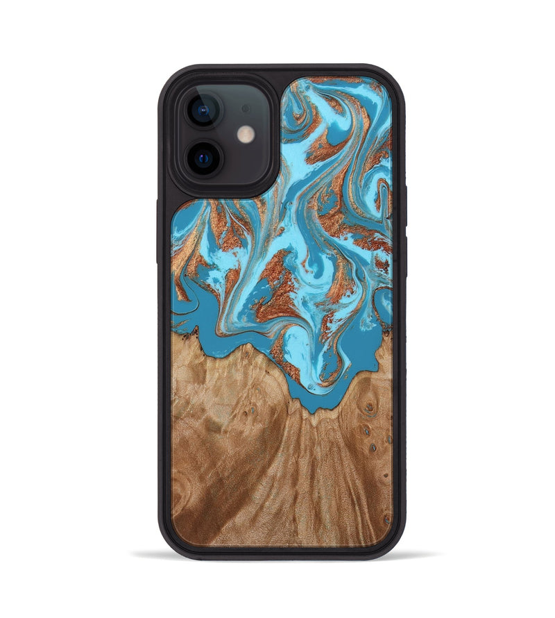iPhone 12 Wood Phone Case - Dora (Teal & Gold, 818483)