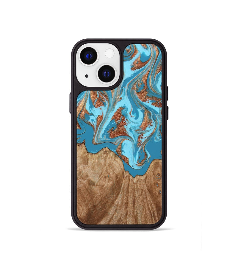 iPhone 13 mini Wood Phone Case - Dora (Teal & Gold, 818483)