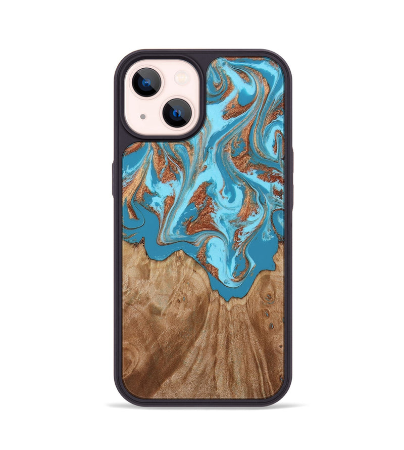 iPhone 14 Wood Phone Case - Dora (Teal & Gold, 818483)