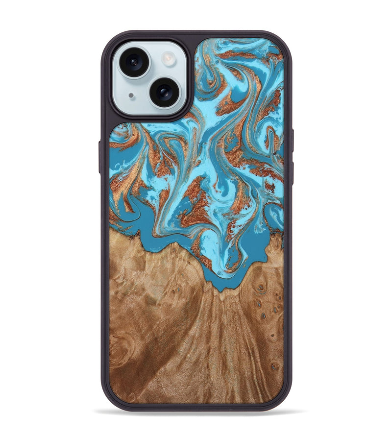 iPhone 15 Plus Wood Phone Case - Dora (Teal & Gold, 818483)