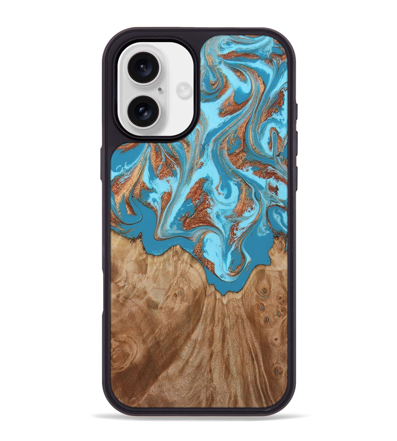 iPhone 16 Plus Wood Phone Case - Dora (Teal & Gold, 818483)