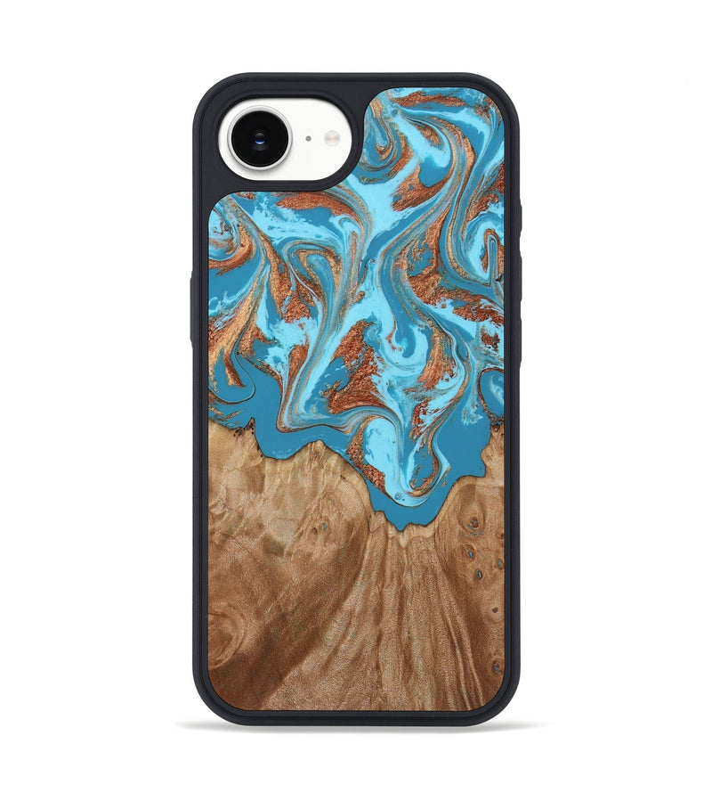 iPhone 16e Wood Phone Case - Dora (Teal & Gold, 818483)