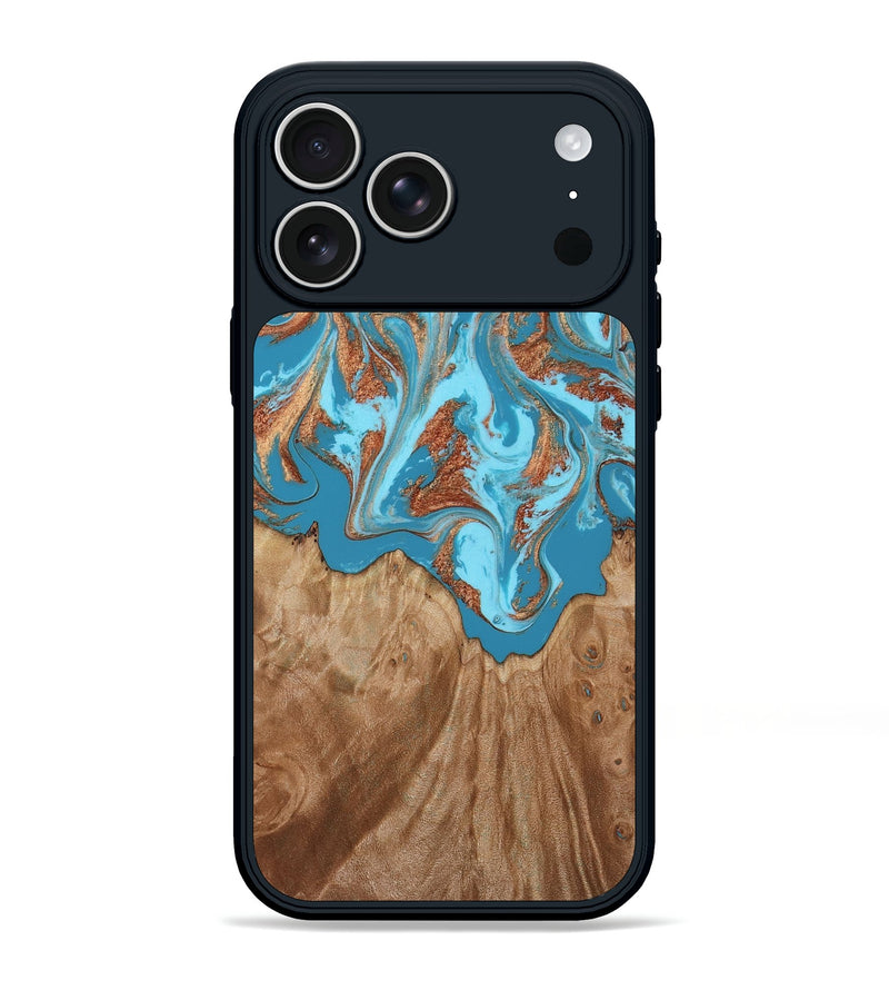 iPhone 17 Pro Max Wood Phone Case - Dora (Teal & Gold, 818483)