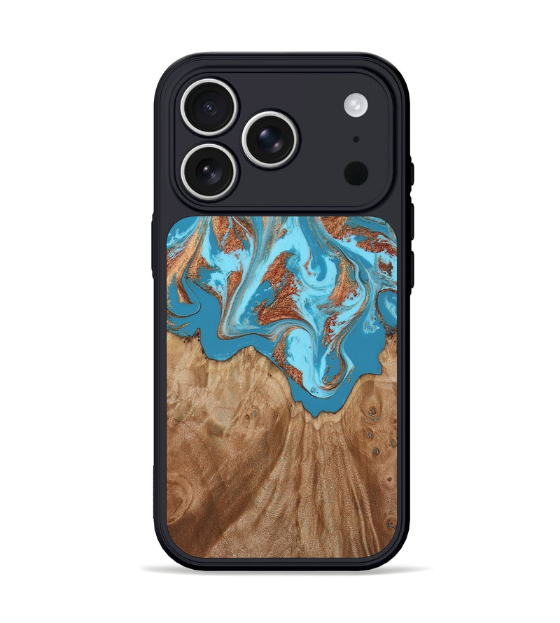 iPhone 17 Pro Wood Phone Case - Dora (Teal & Gold, 818483)