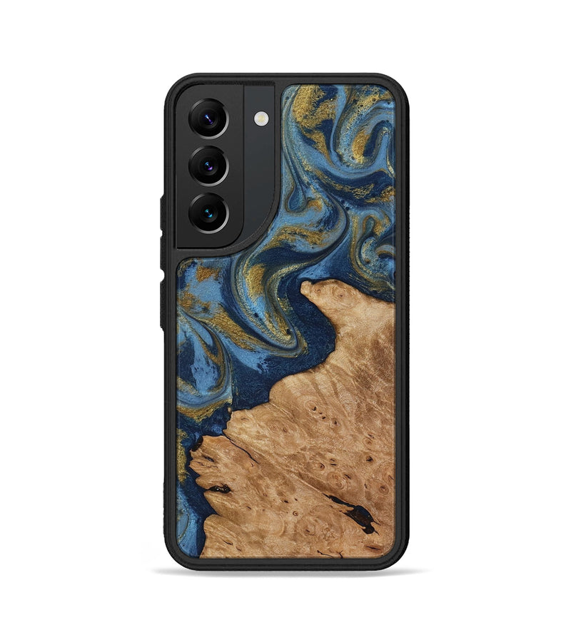 Galaxy S22 Wood Phone Case - Jaida (Teal & Gold, 818484)