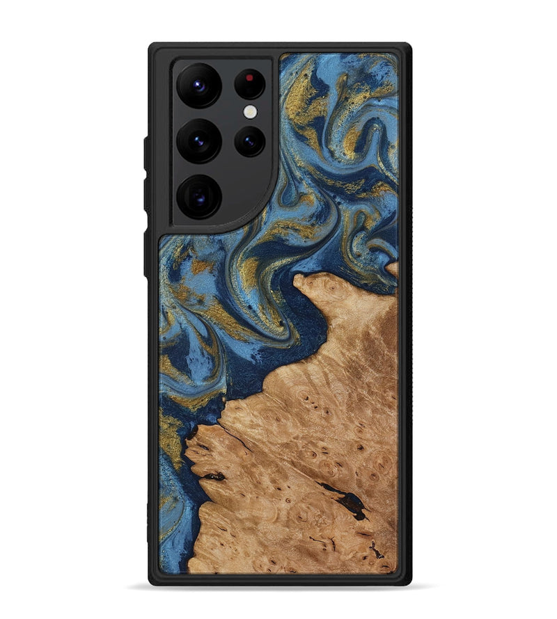 Galaxy S22 Ultra Wood Phone Case - Jaida (Teal & Gold, 818484)