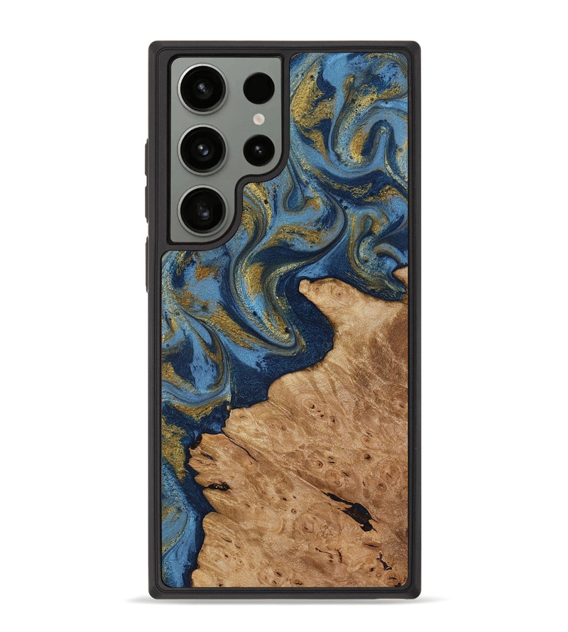 Galaxy S23 Ultra Wood Phone Case - Jaida (Teal & Gold, 818484)