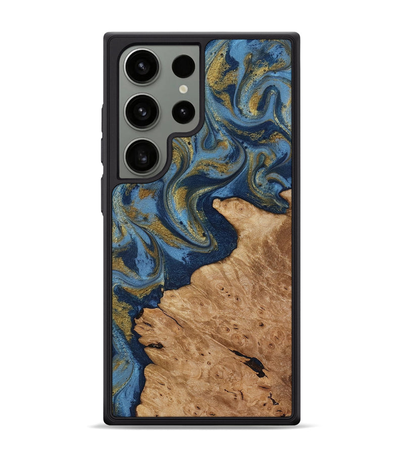 Galaxy S24 Ultra Wood Phone Case - Jaida (Teal & Gold, 818484)