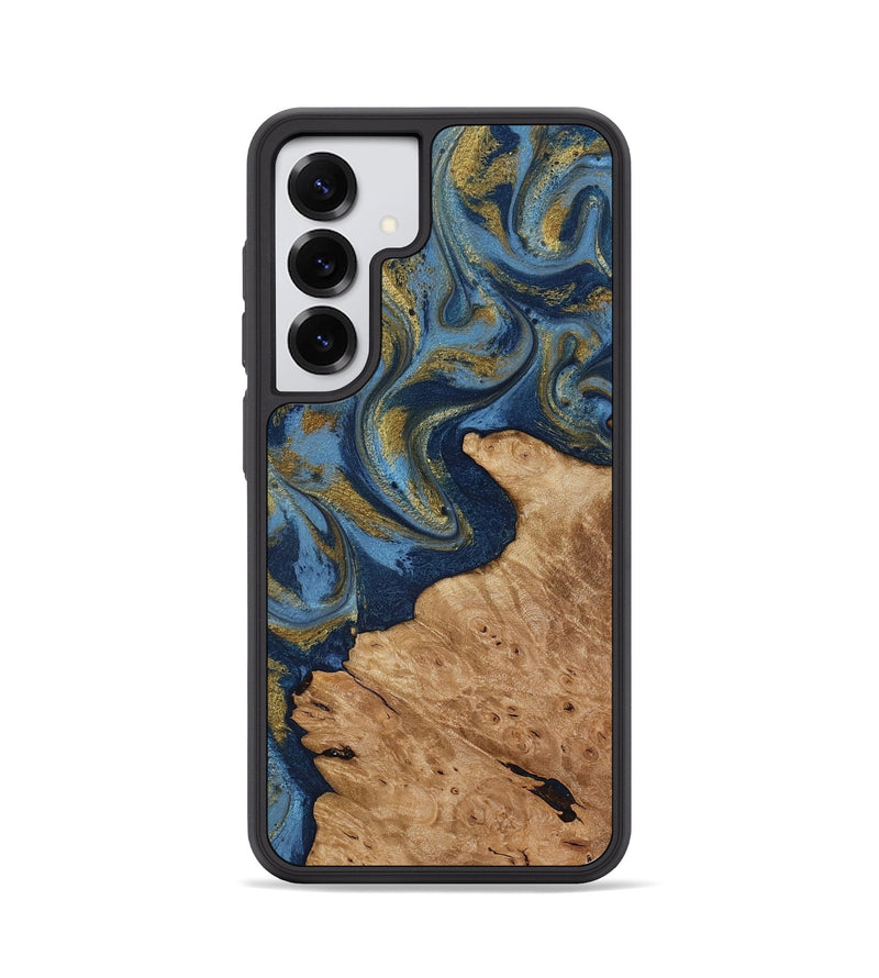 Galaxy S25 Wood Phone Case - Jaida (Teal & Gold, 818484)