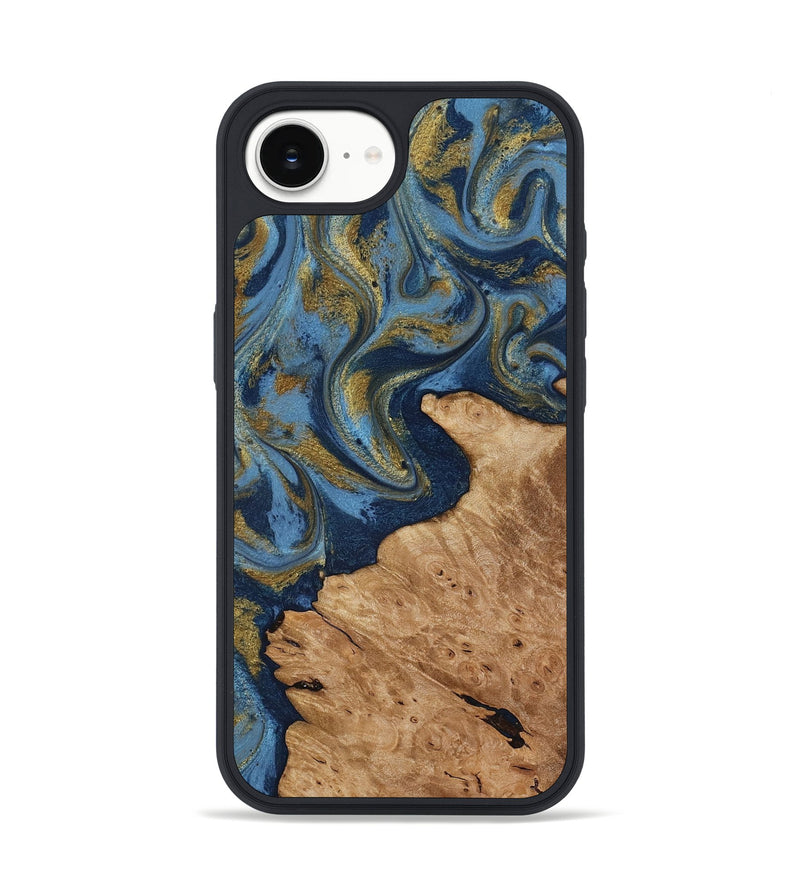 iPhone 17e Wood Phone Case - Jaida (Teal & Gold, 818484)