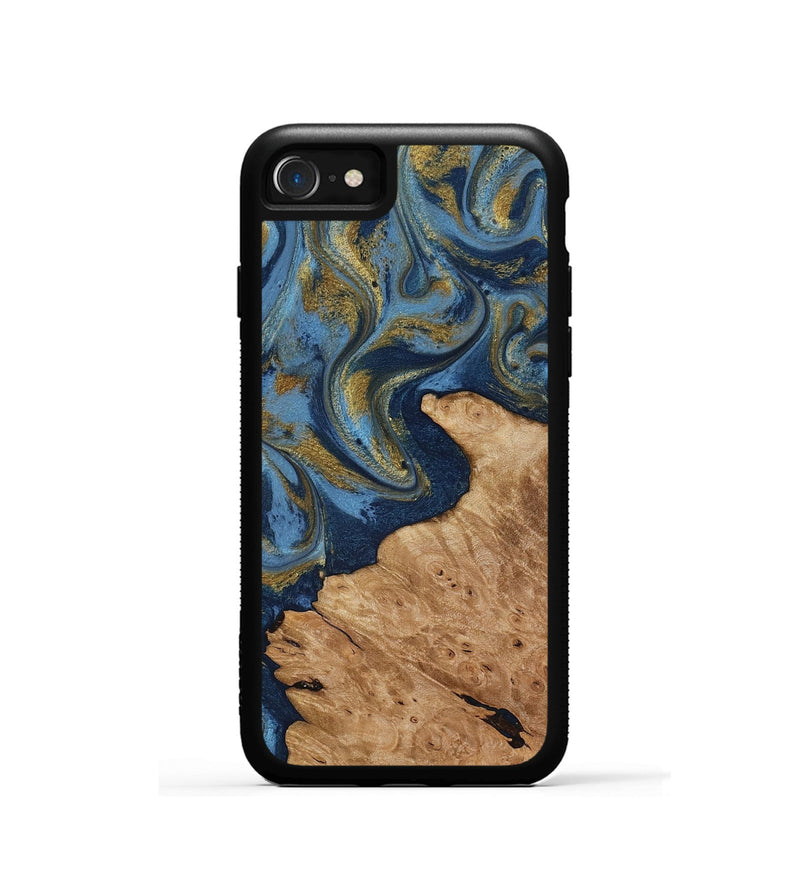 iPhone SE Wood Phone Case - Jaida (Teal & Gold, 818484)
