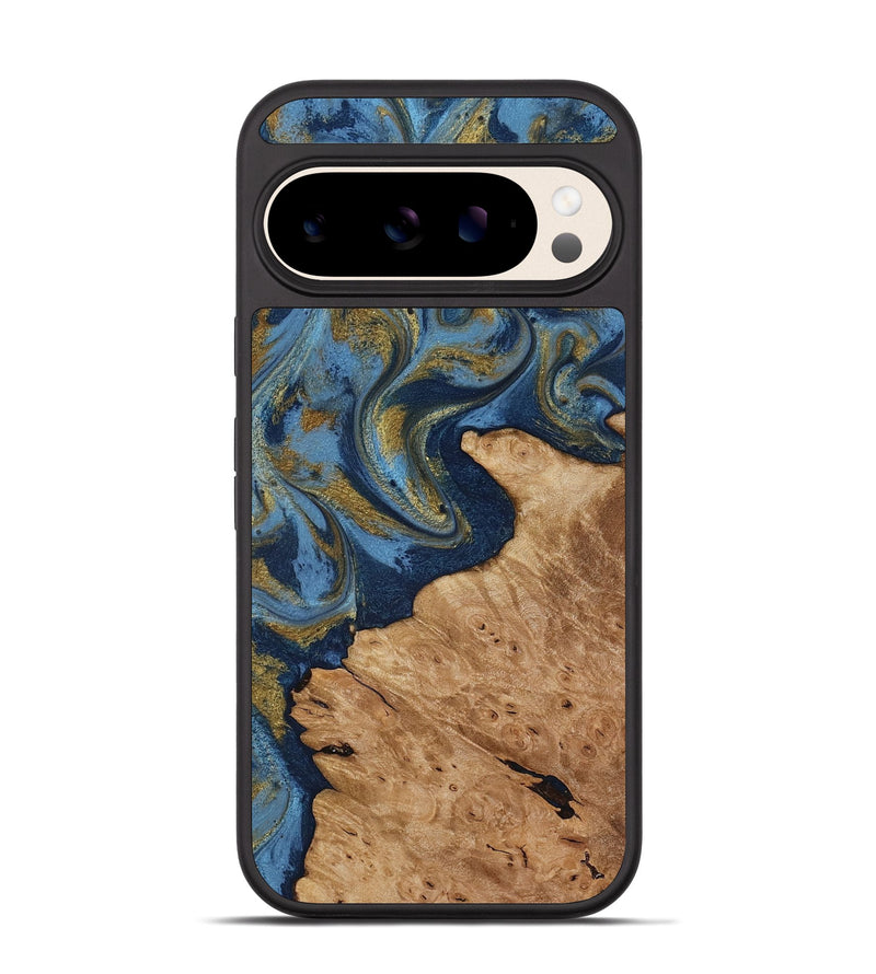 Pixel 10 Wood Phone Case - Jaida (Teal & Gold, 818484)