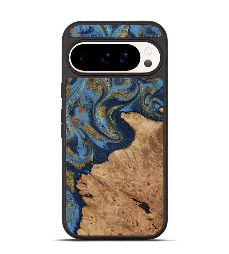 Pixel 9 Wood Phone Case - Jaida (Teal & Gold, 818484)