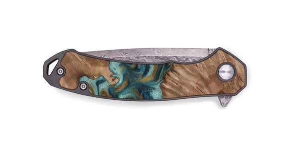 EDC Wood Pocket Knife - Leander (Teal & Gold, 818485)