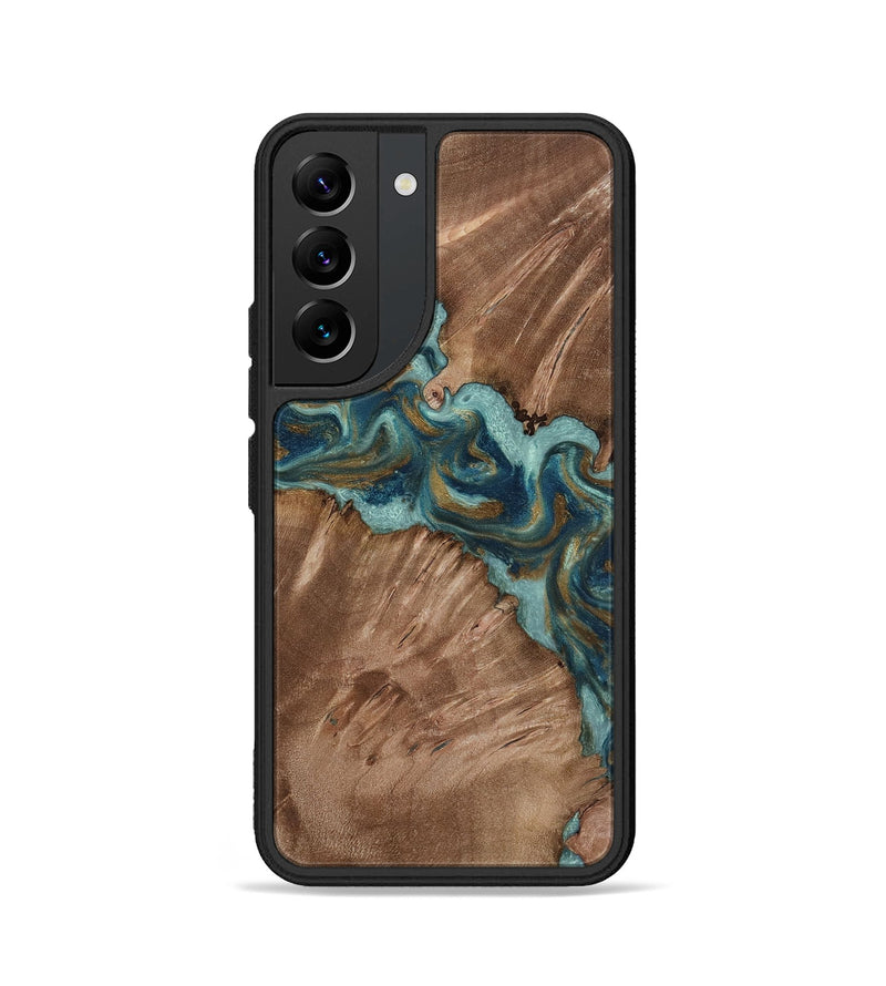 Galaxy S22 Wood Phone Case - Leander (Teal & Gold, 818485)