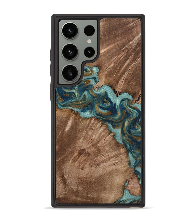 Galaxy S23 Ultra Wood Phone Case - Leander (Teal & Gold, 818485)