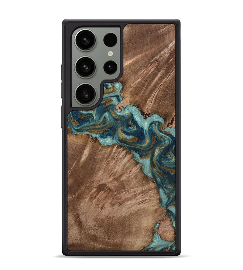 Galaxy S24 Ultra Wood Phone Case - Leander (Teal & Gold, 818485)