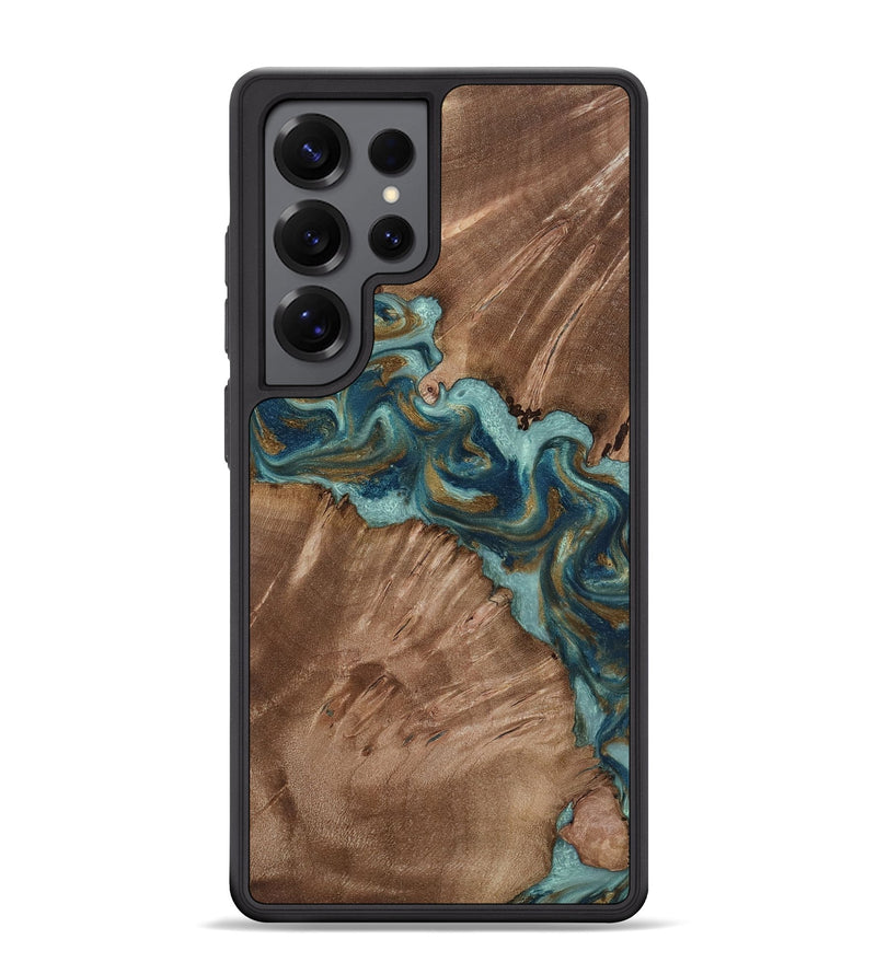 Galaxy S25 Ultra Wood Phone Case - Leander (Teal & Gold, 818485)