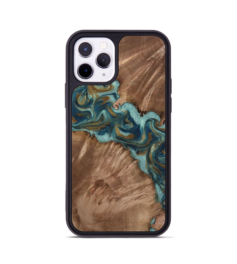 iPhone 11 Pro Wood Phone Case - Leander (Teal & Gold, 818485)