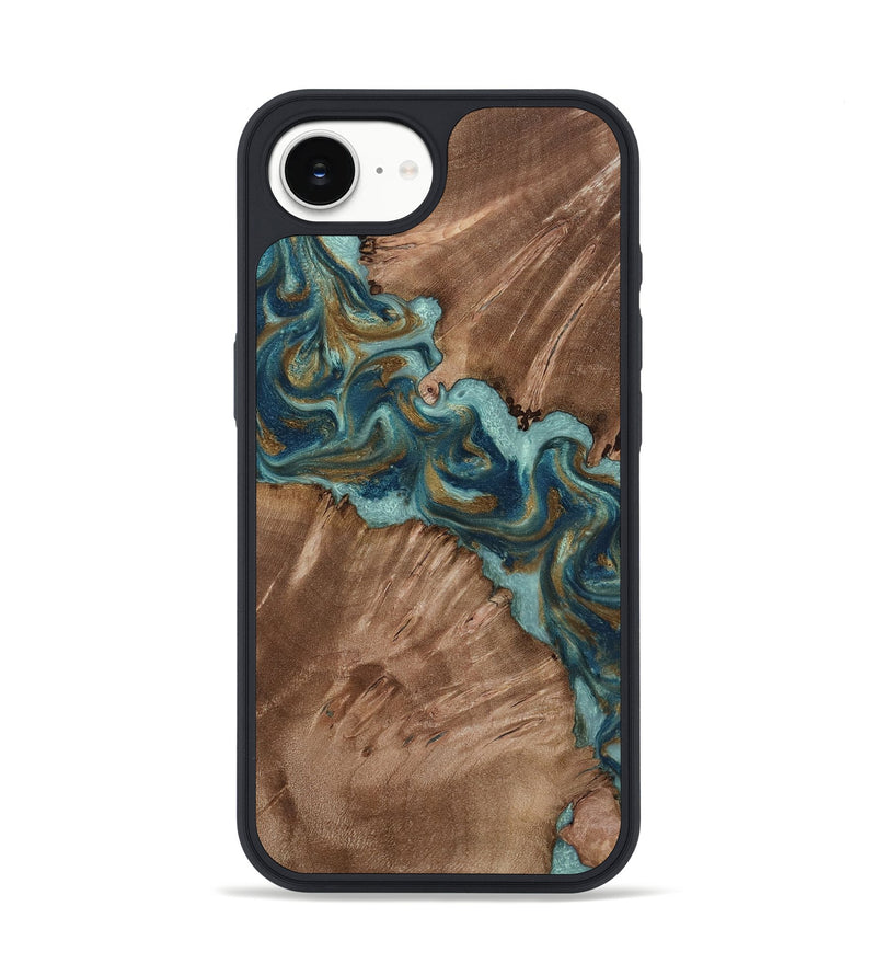 iPhone 17e Wood Phone Case - Leander (Teal & Gold, 818485)